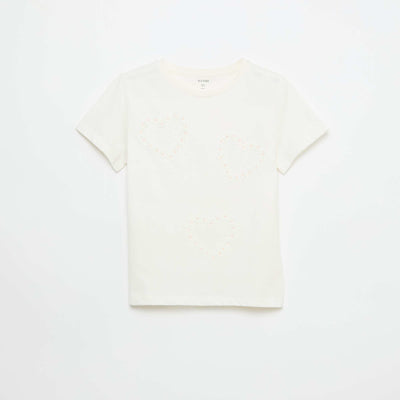 Short-sleeved T-shirt with sequin design WHITE