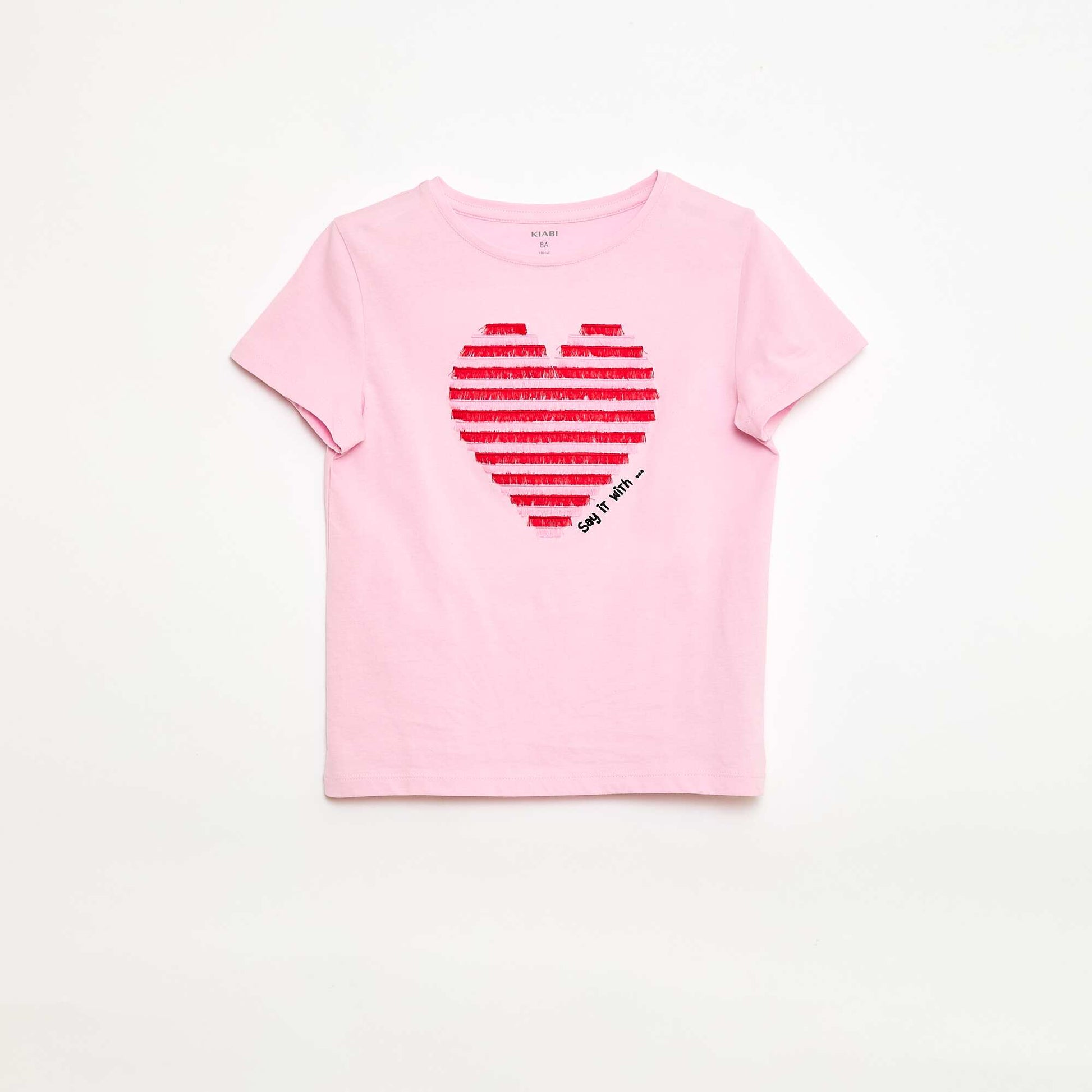 Short-sleeved T-shirt with sequin design PINK