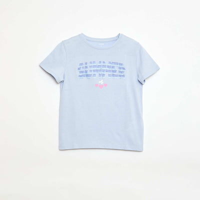 Short-sleeved T-shirt with sequin design BLUE
