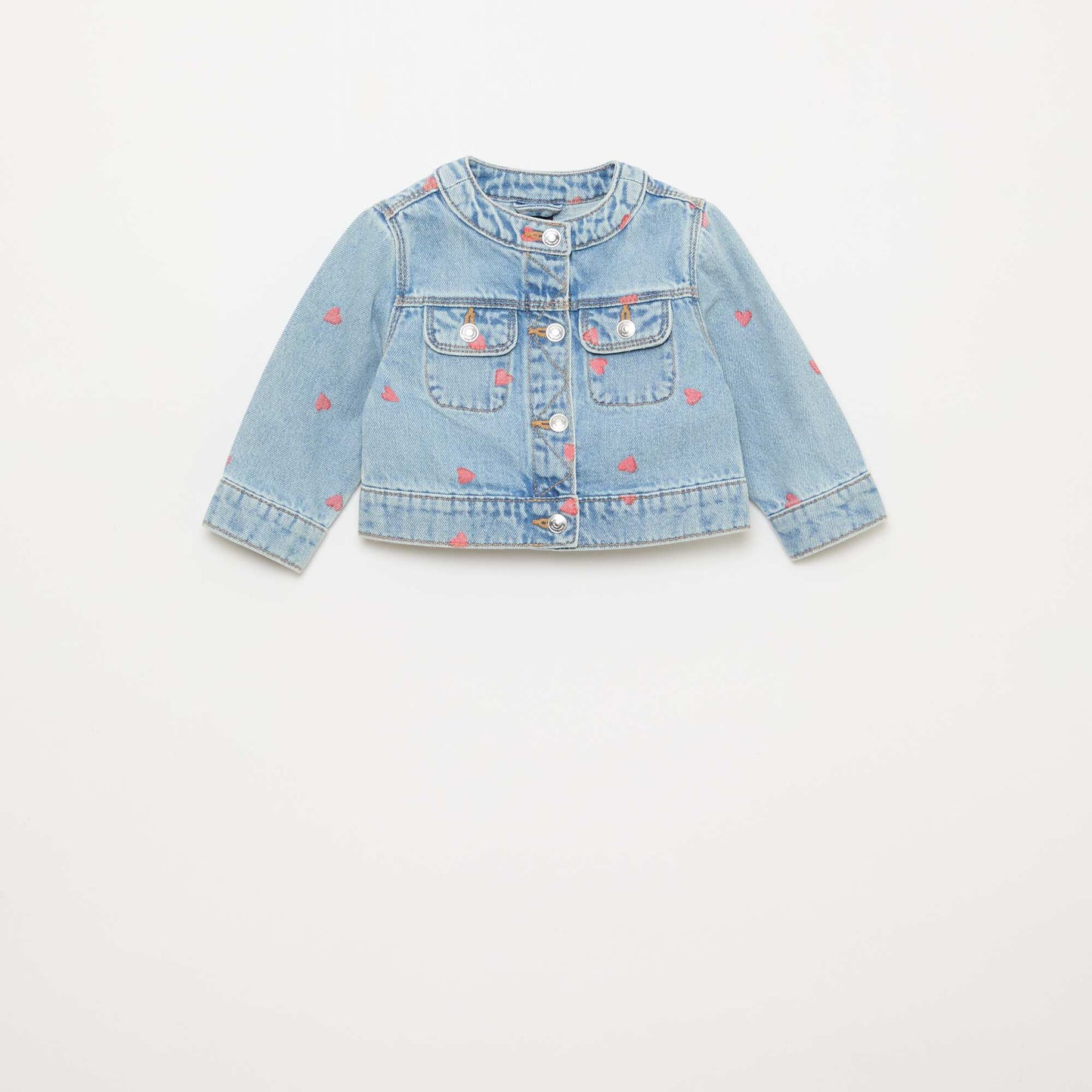 Round Neck Denim Jacket BLUE