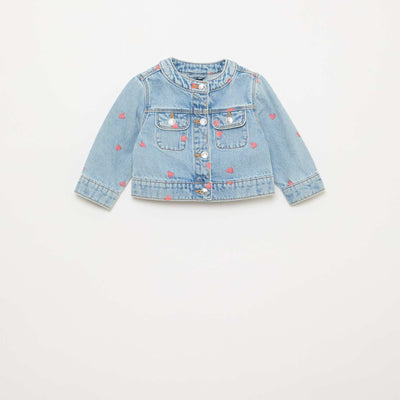 Round Neck Denim Jacket BLUE