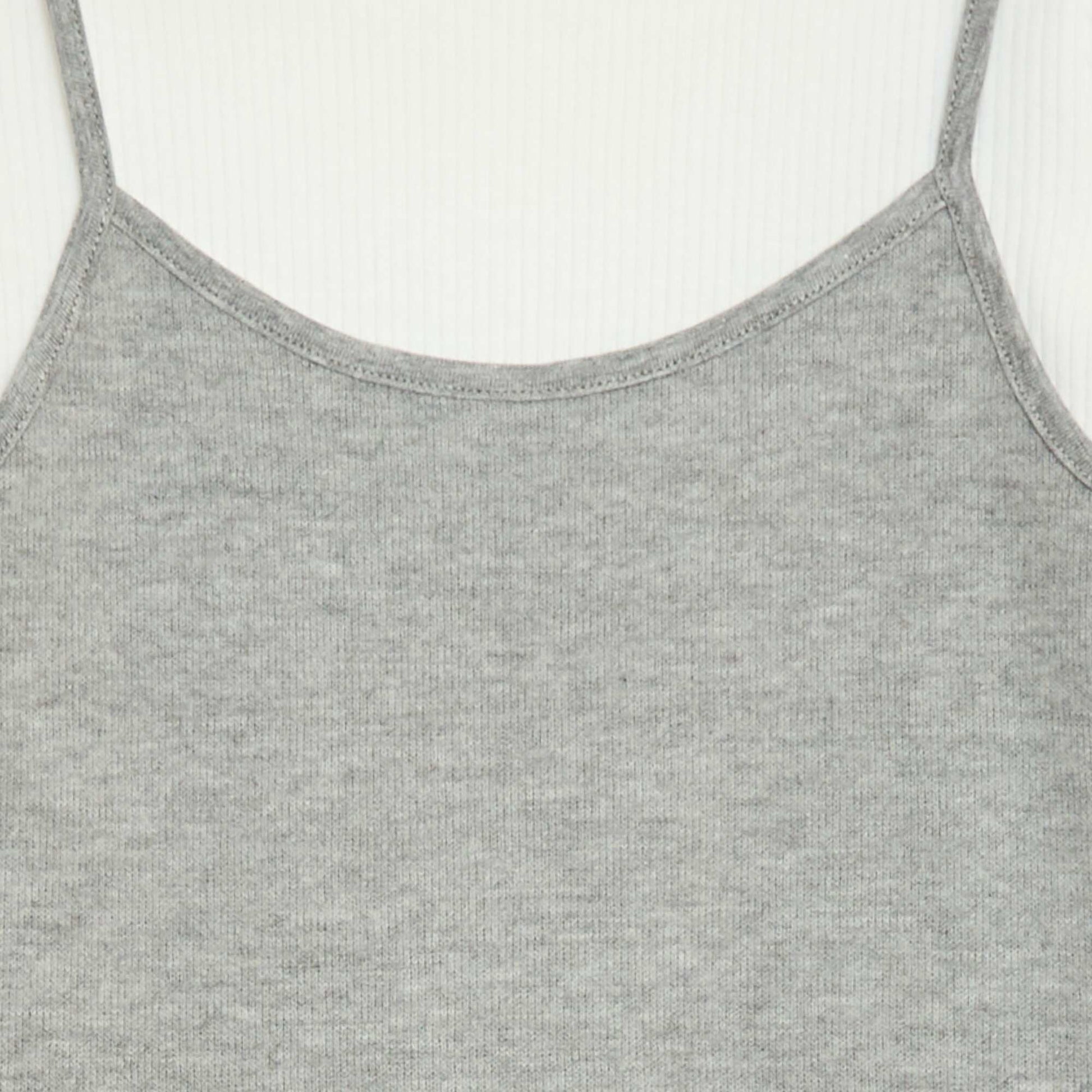 2-in-1 Effect T-shirt with Tank Top WHITE