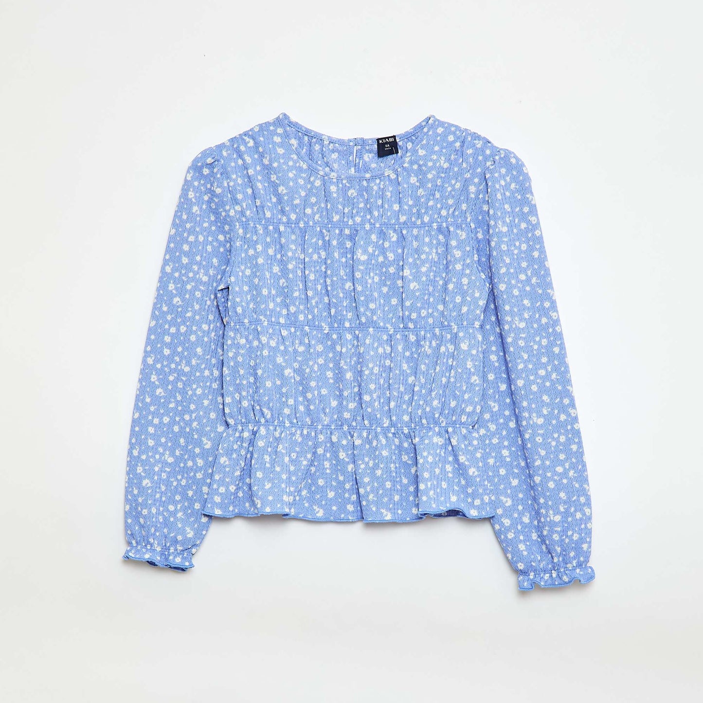 Crepe Knit Patterned Blouse BLUE