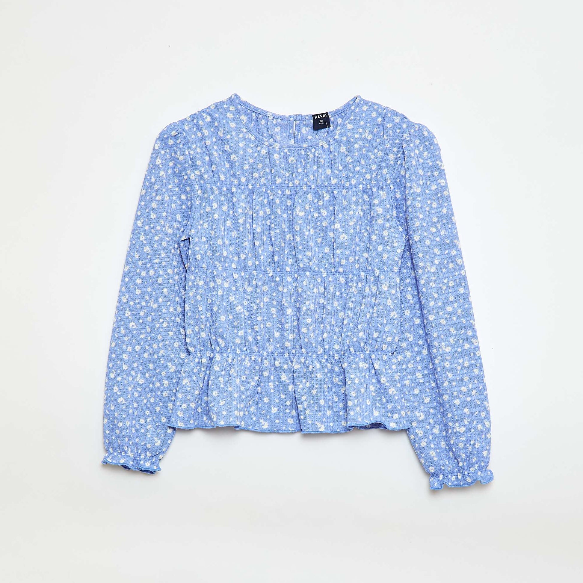 Crepe Knit Patterned Blouse BLUE