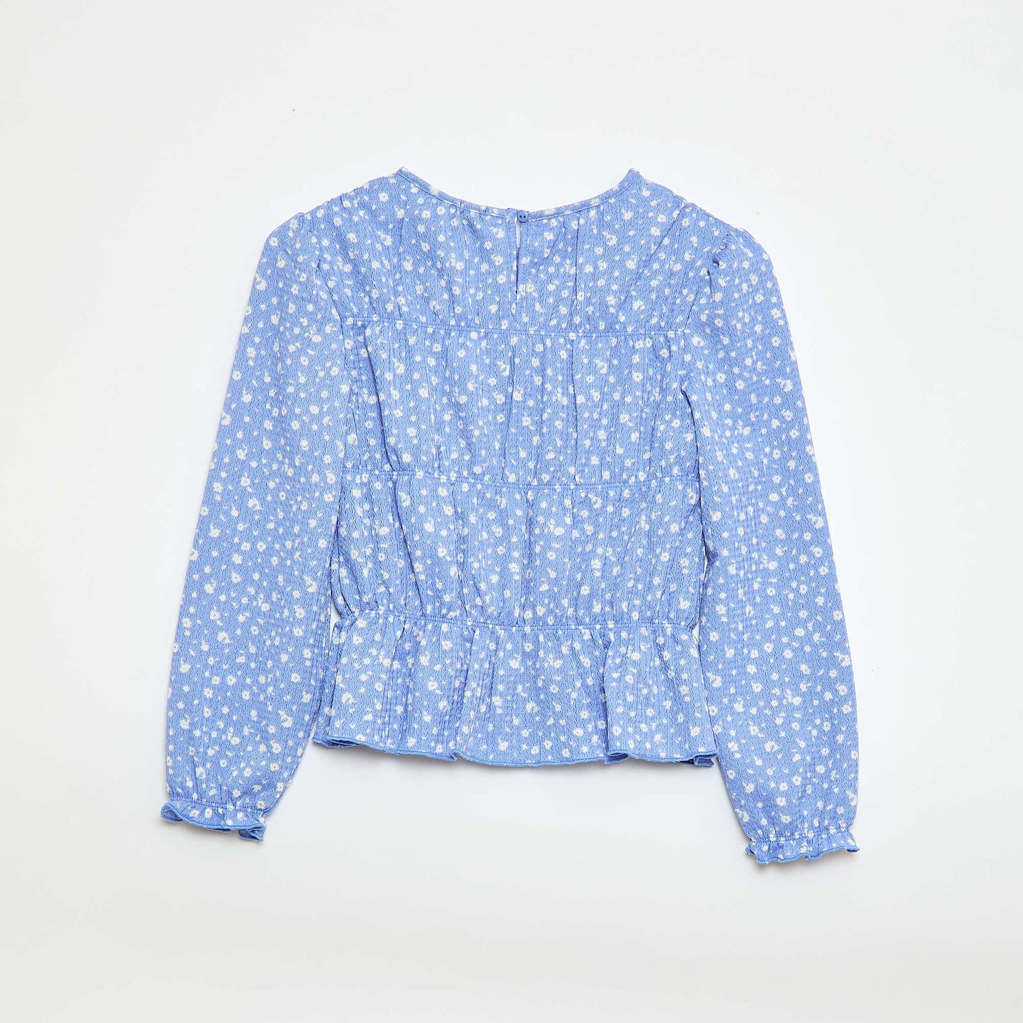 Crepe Knit Patterned Blouse BLUE