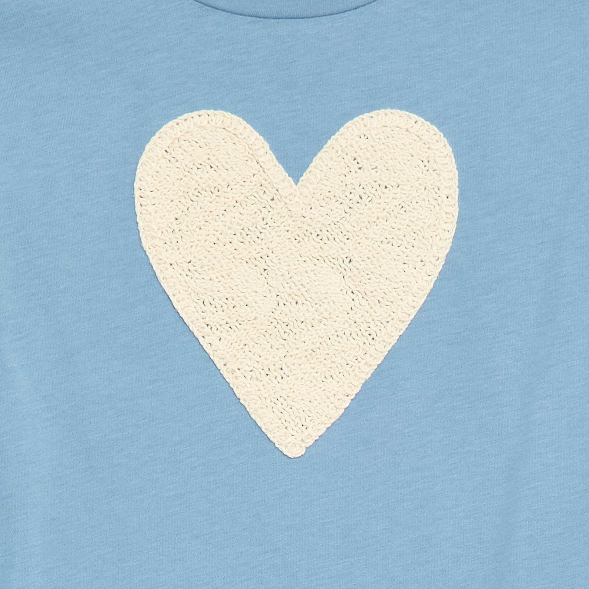 Long-sleeved T-shirt with embroidered design on the front BLUE