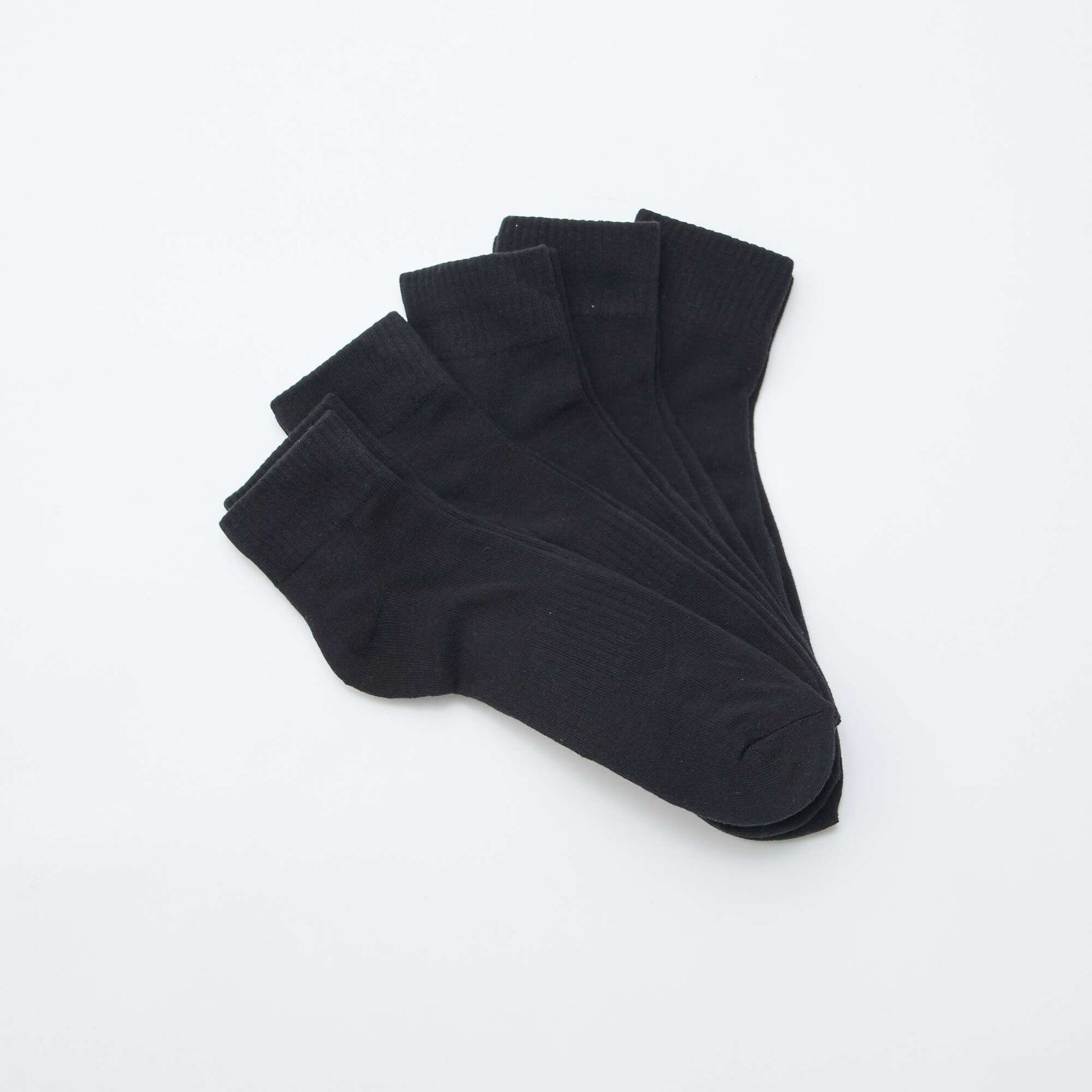 Pack of 5 Pairs of Sports Ankle Socks BLACK
