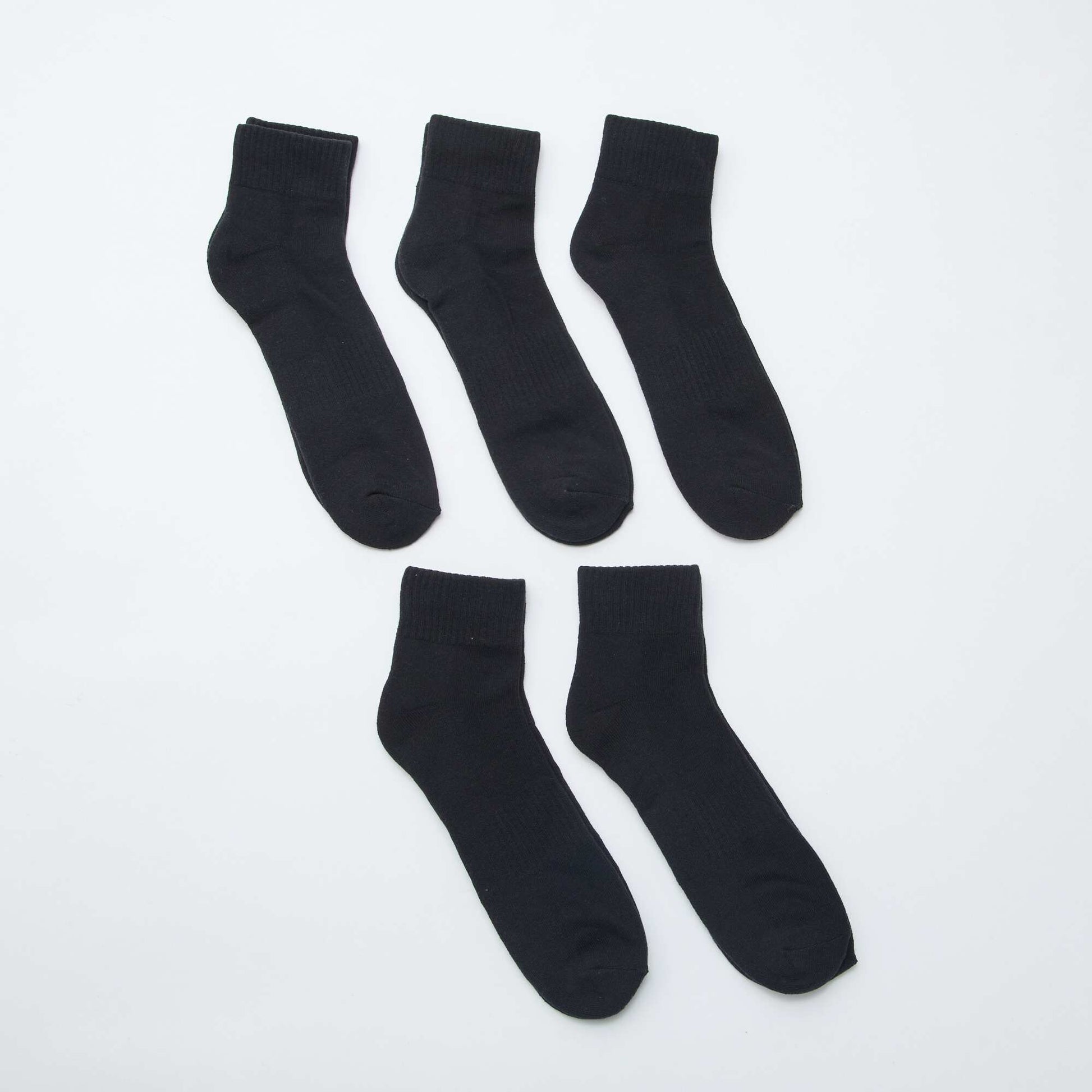 Pack of 5 Pairs of Sports Ankle Socks BLACK