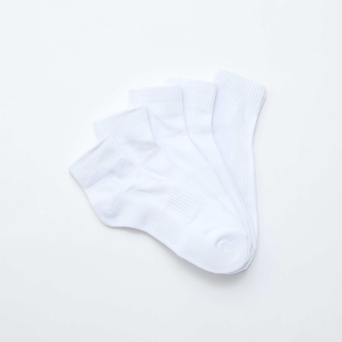 Pack of 5 Pairs of Sports Ankle Socks WHITE