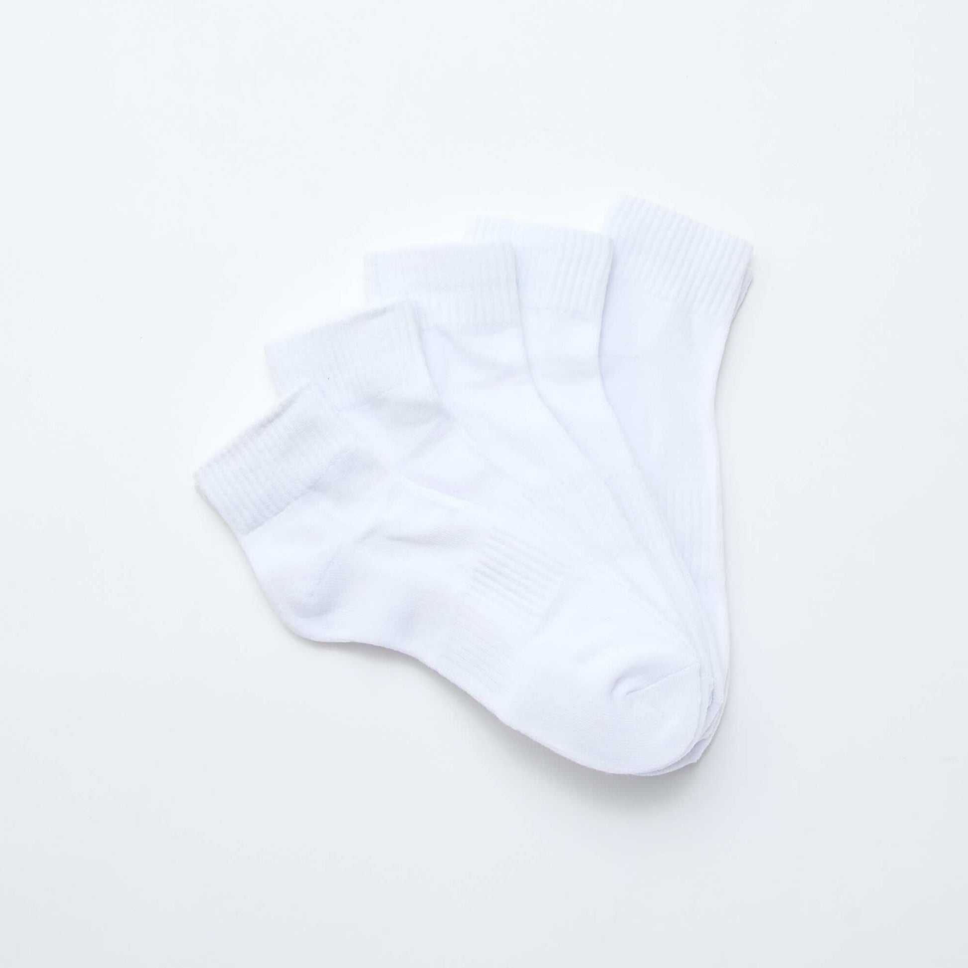Pack of 5 Pairs of Sports Ankle Socks WHITE