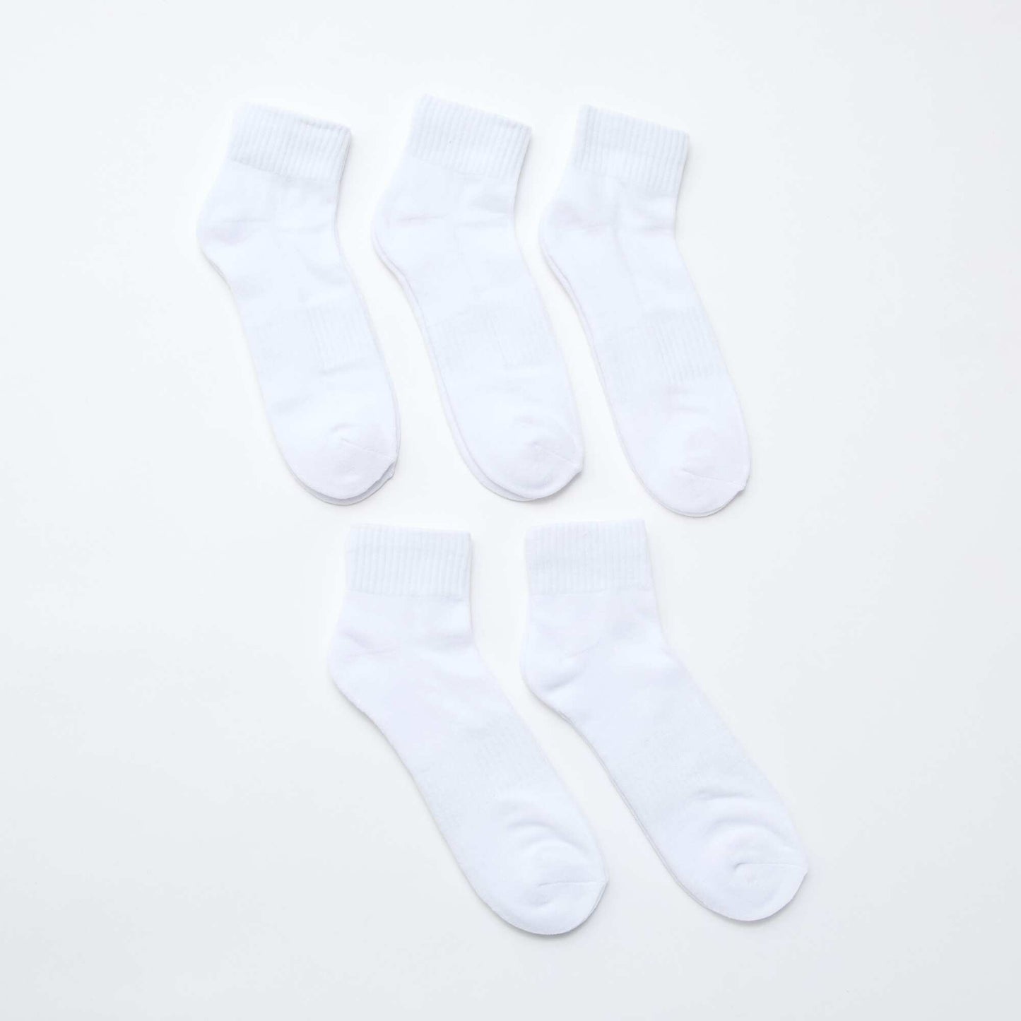 Pack of 5 Pairs of Sports Ankle Socks WHITE