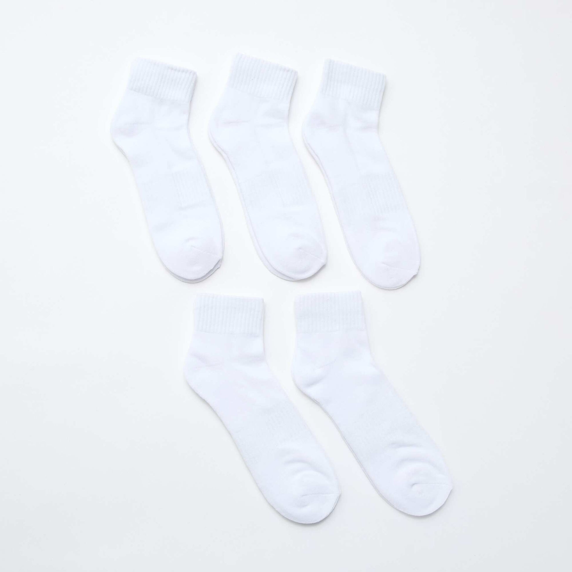 Pack of 5 Pairs of Sports Ankle Socks WHITE