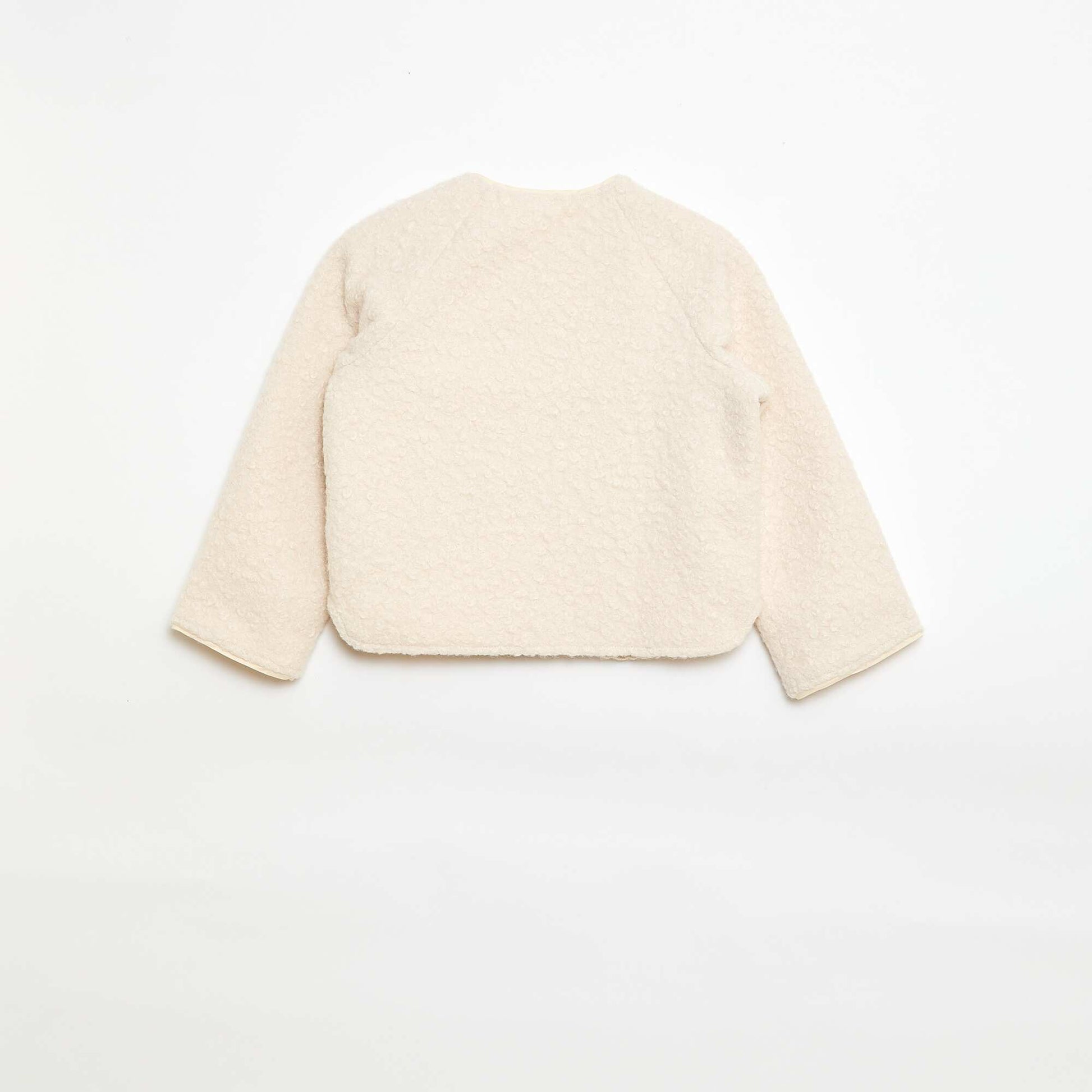 Faux Shearling Snap-Front Jacket WHITE