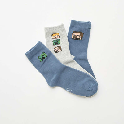 Pack of 3 'Minecraft' Mid-Calf Socks GREY