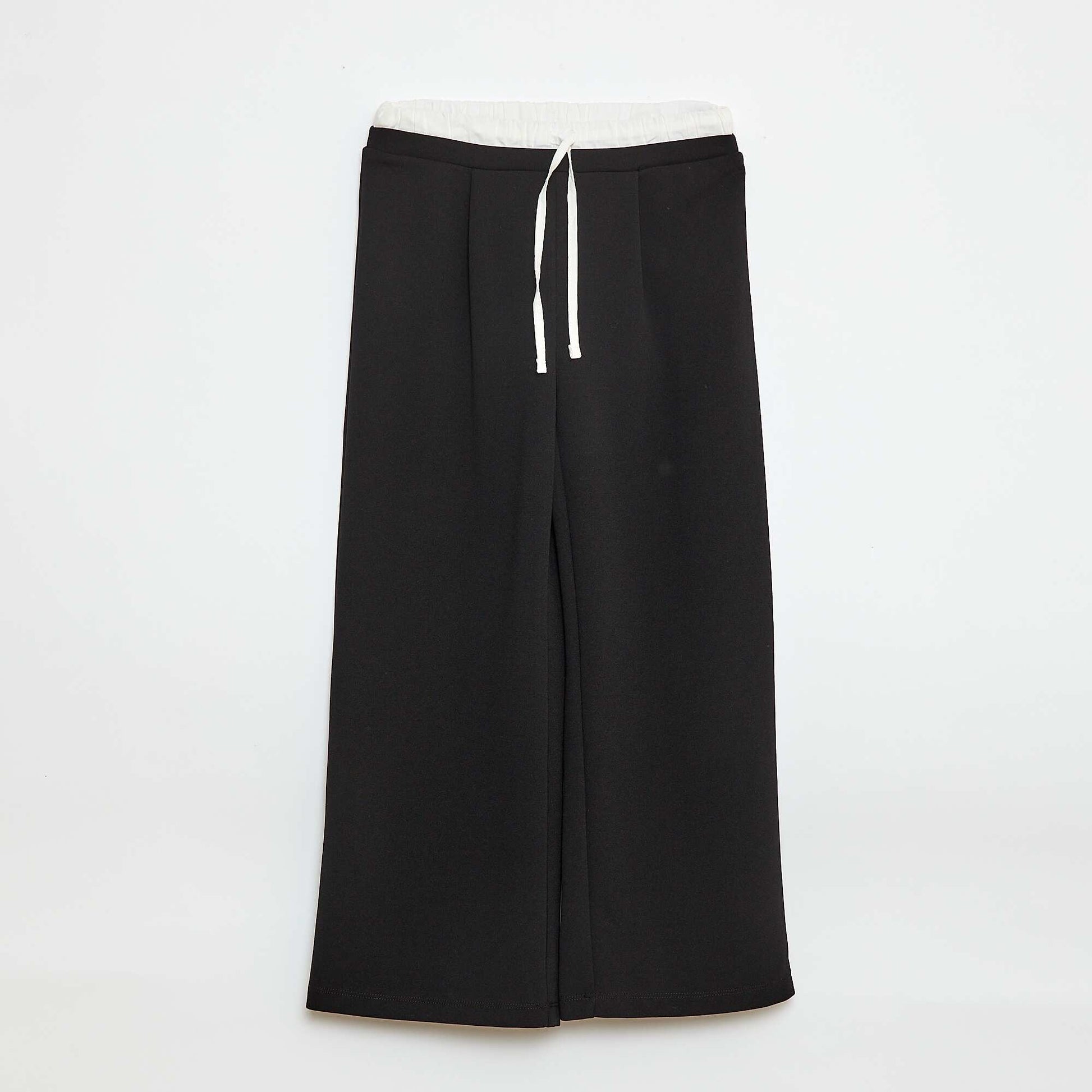 Wide-Leg Trousers with 2-in-1 Boxer Short Style BLACK