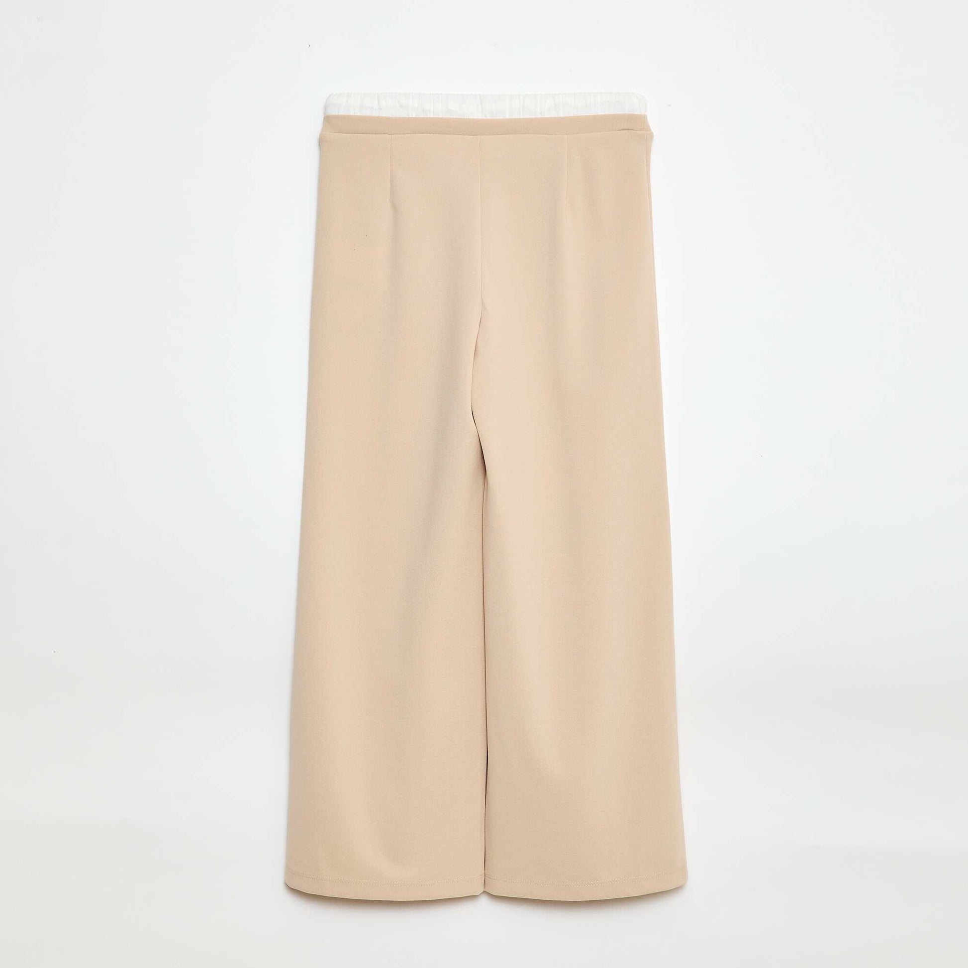 Wide-Leg Trousers with 2-in-1 Boxer Short Style BEIGE