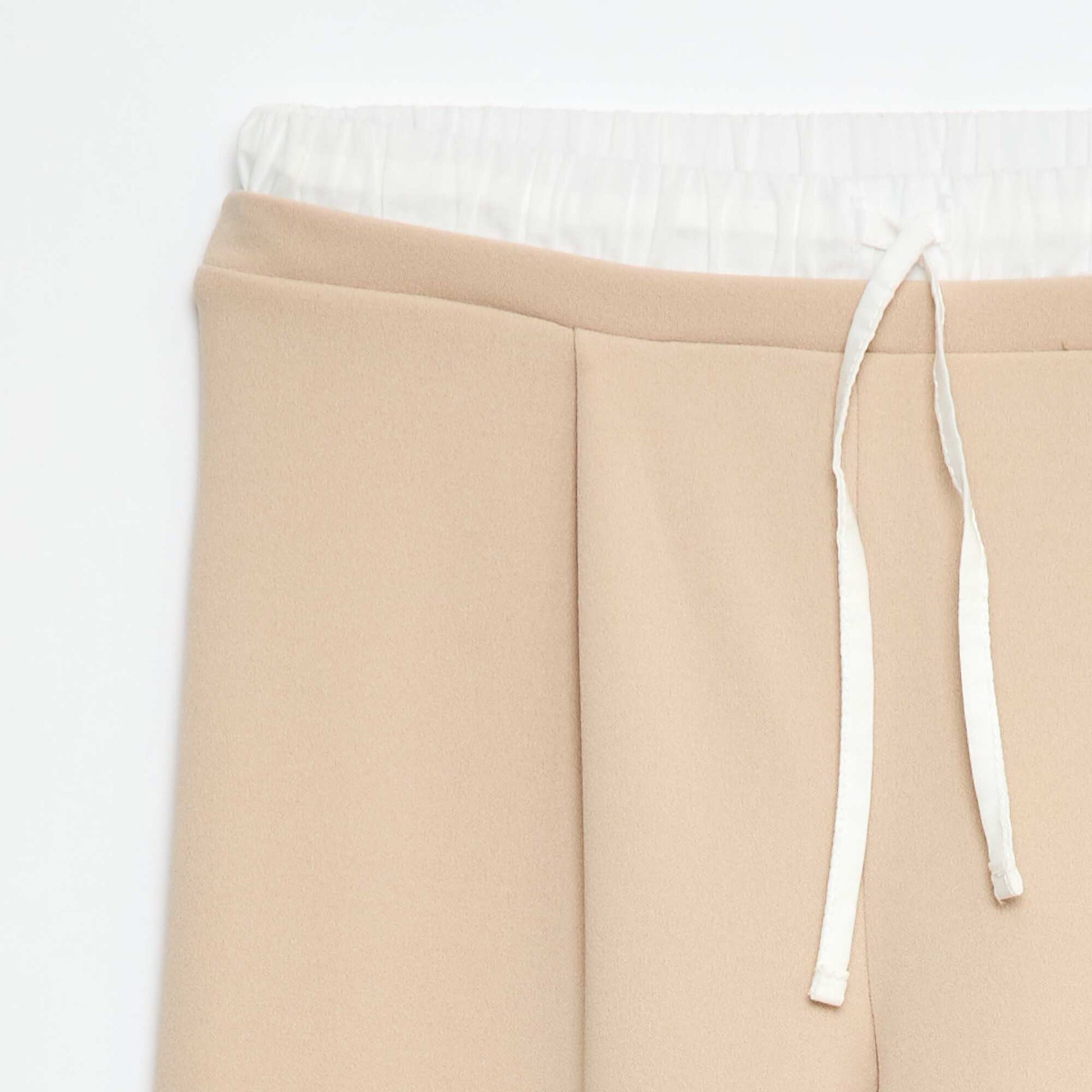 Wide-Leg Trousers with 2-in-1 Boxer Short Style BEIGE