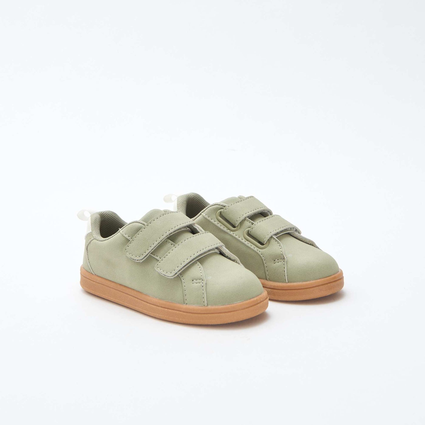 Two-Tone Suede-Effect Low-Top Sneakers with Hook-and-Loop Fastening GREEN