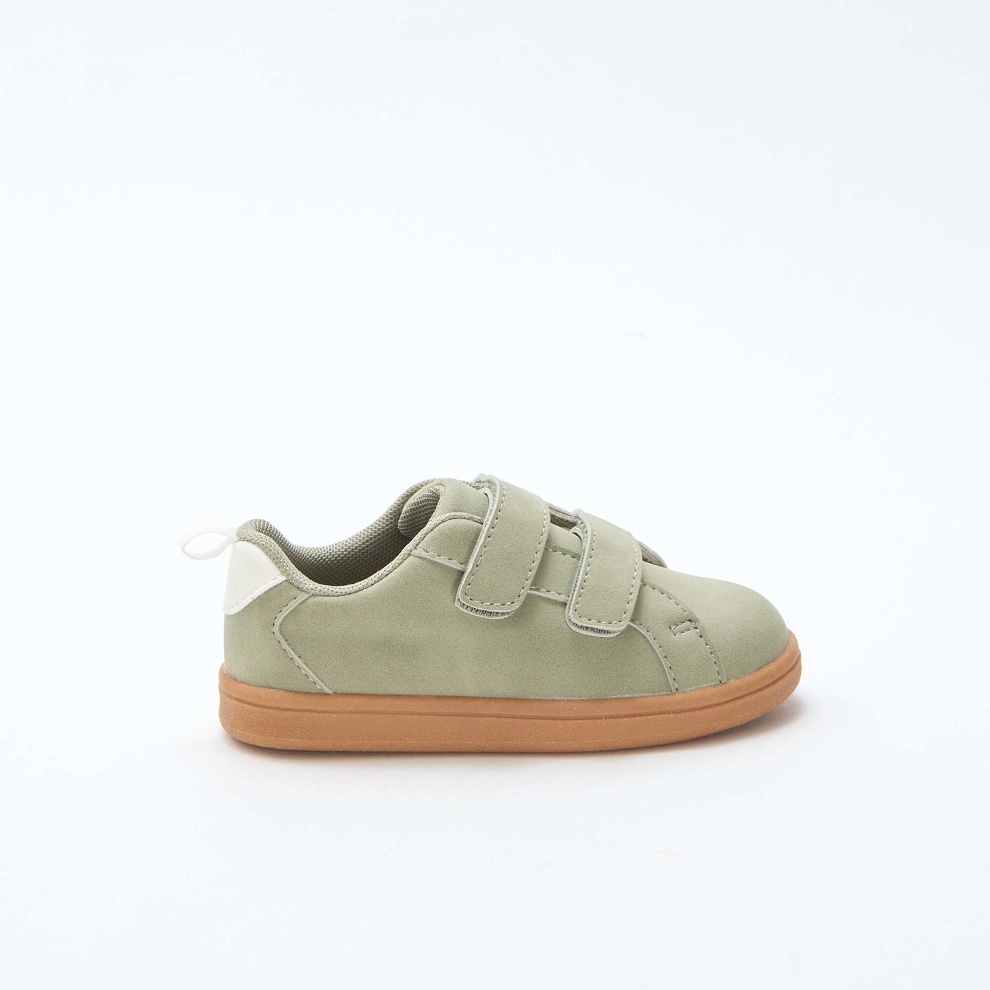 Two-Tone Suede-Effect Low-Top Sneakers with Hook-and-Loop Fastening GREEN
