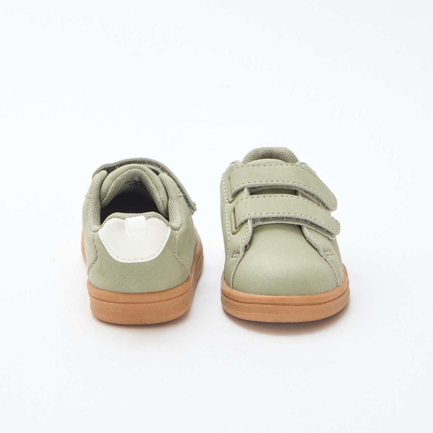 Two-Tone Suede-Effect Low-Top Sneakers with Hook-and-Loop Fastening GREEN