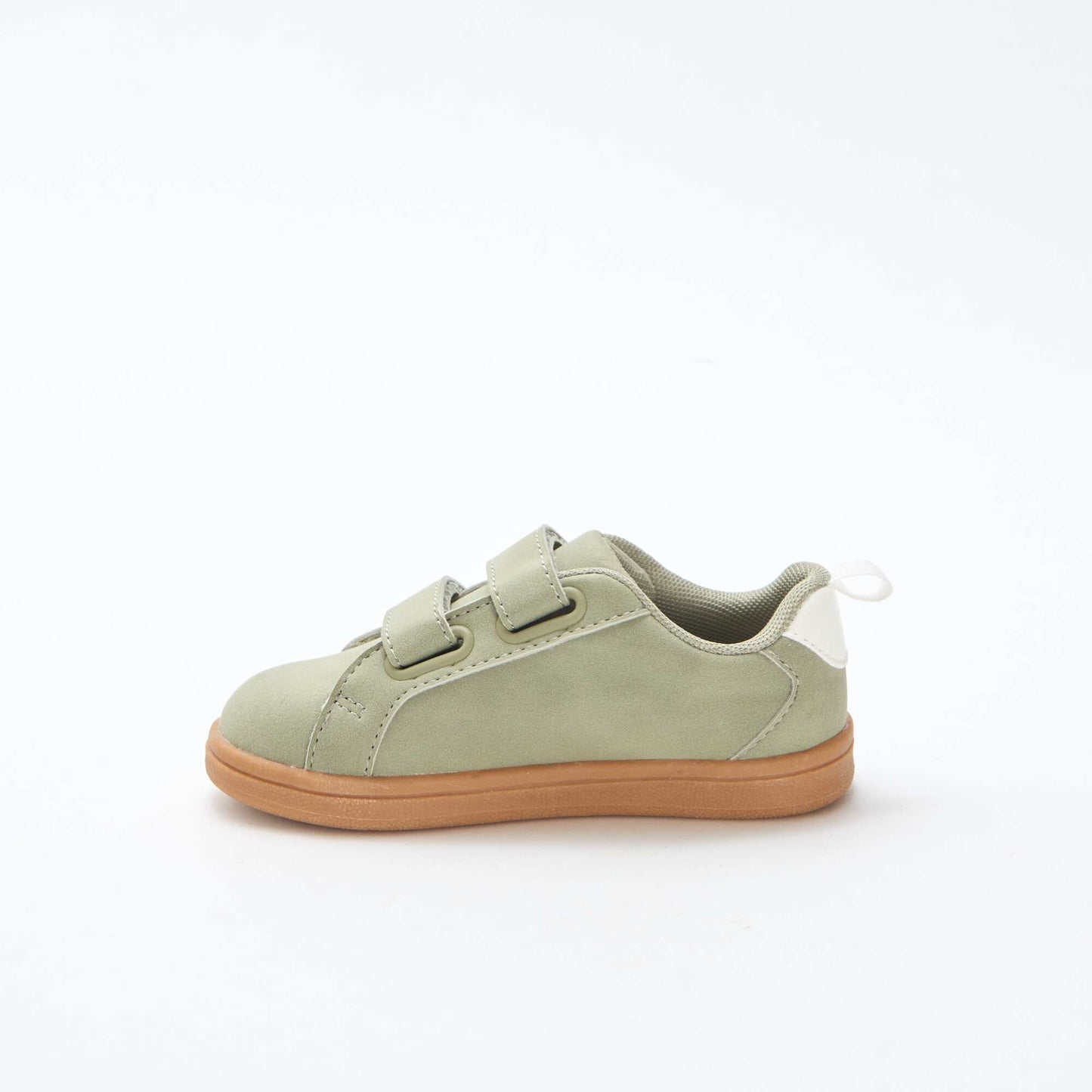 Two-Tone Suede-Effect Low-Top Sneakers with Hook-and-Loop Fastening GREEN