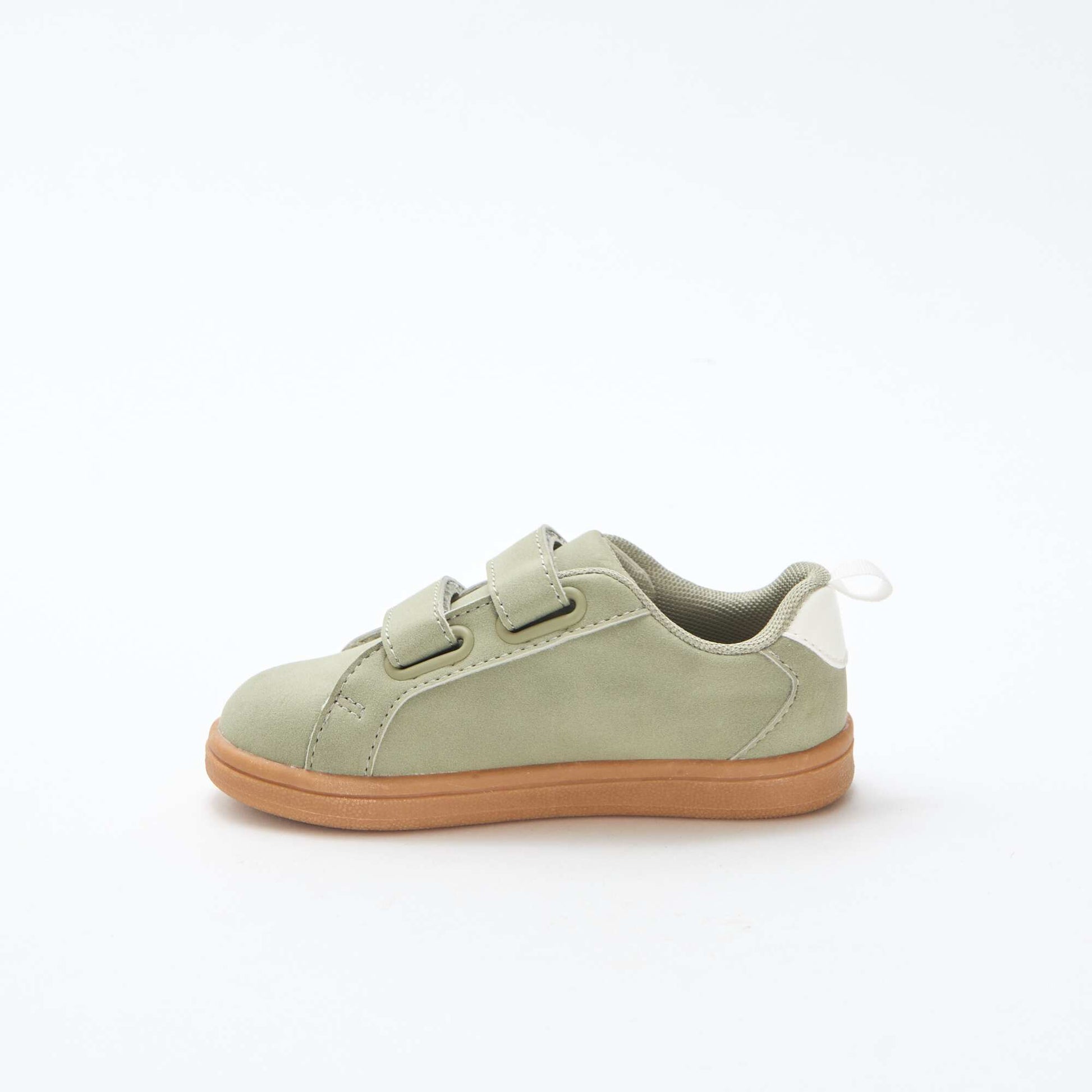 Two-Tone Suede-Effect Low-Top Sneakers with Hook-and-Loop Fastening GREEN