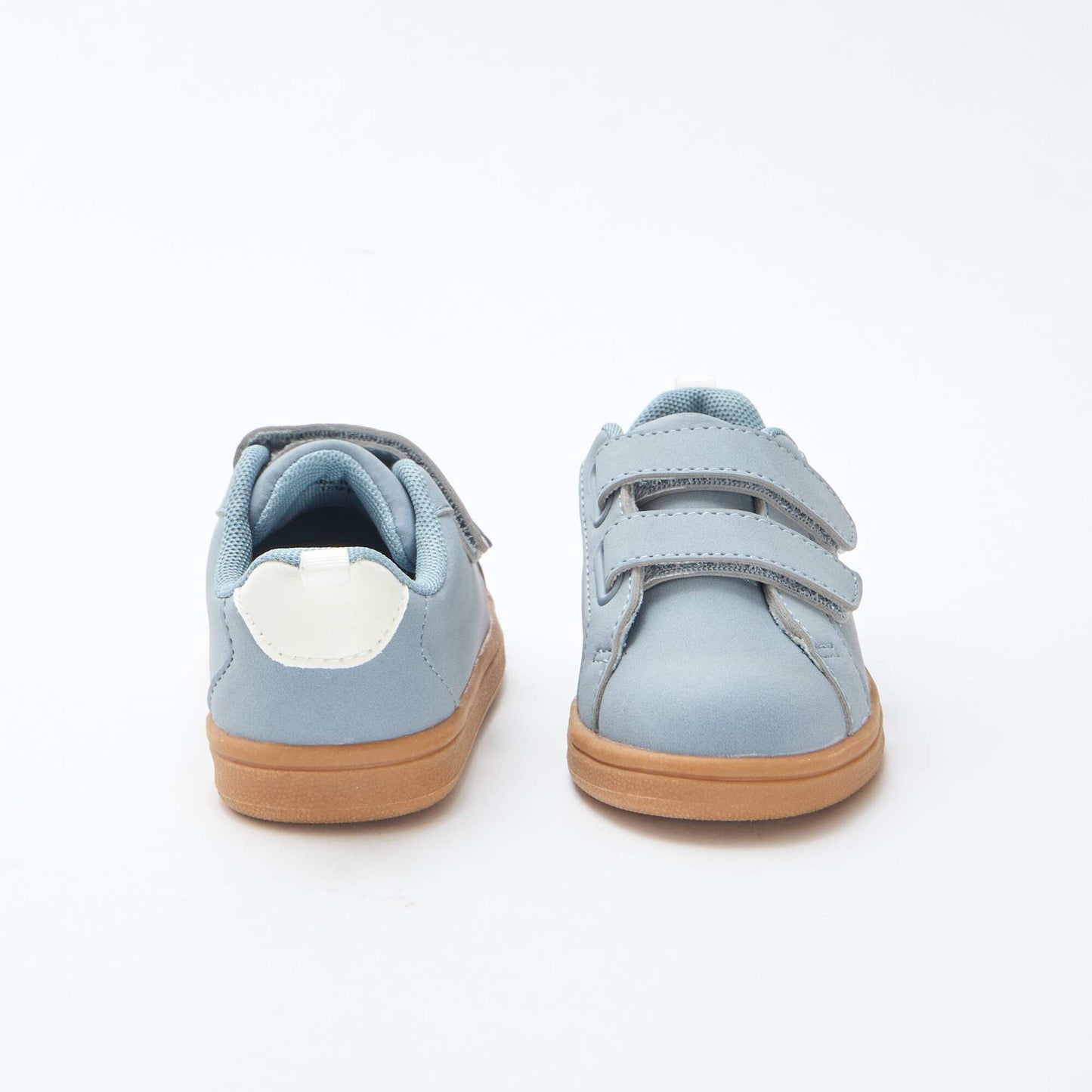 Two-Tone Suedette Low-Top Sneakers with Hook-and-Loop Fastening BLUE