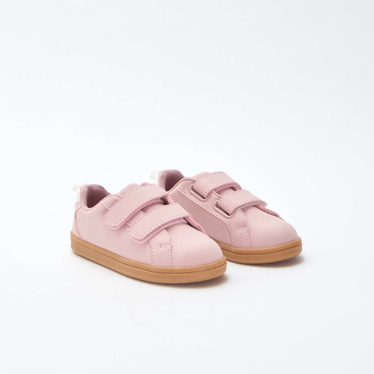 Two-Tone Suede-Effect Low-Top Sneakers with Hook-and-Loop Fastening PINK