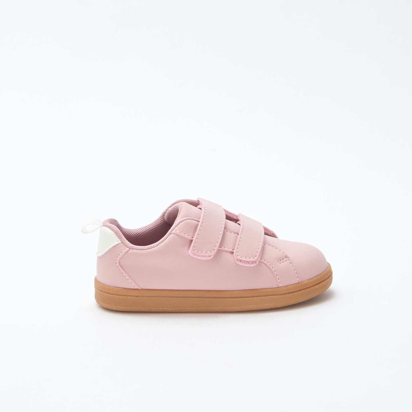 Two-Tone Suede-Effect Low-Top Sneakers with Hook-and-Loop Fastening PINK