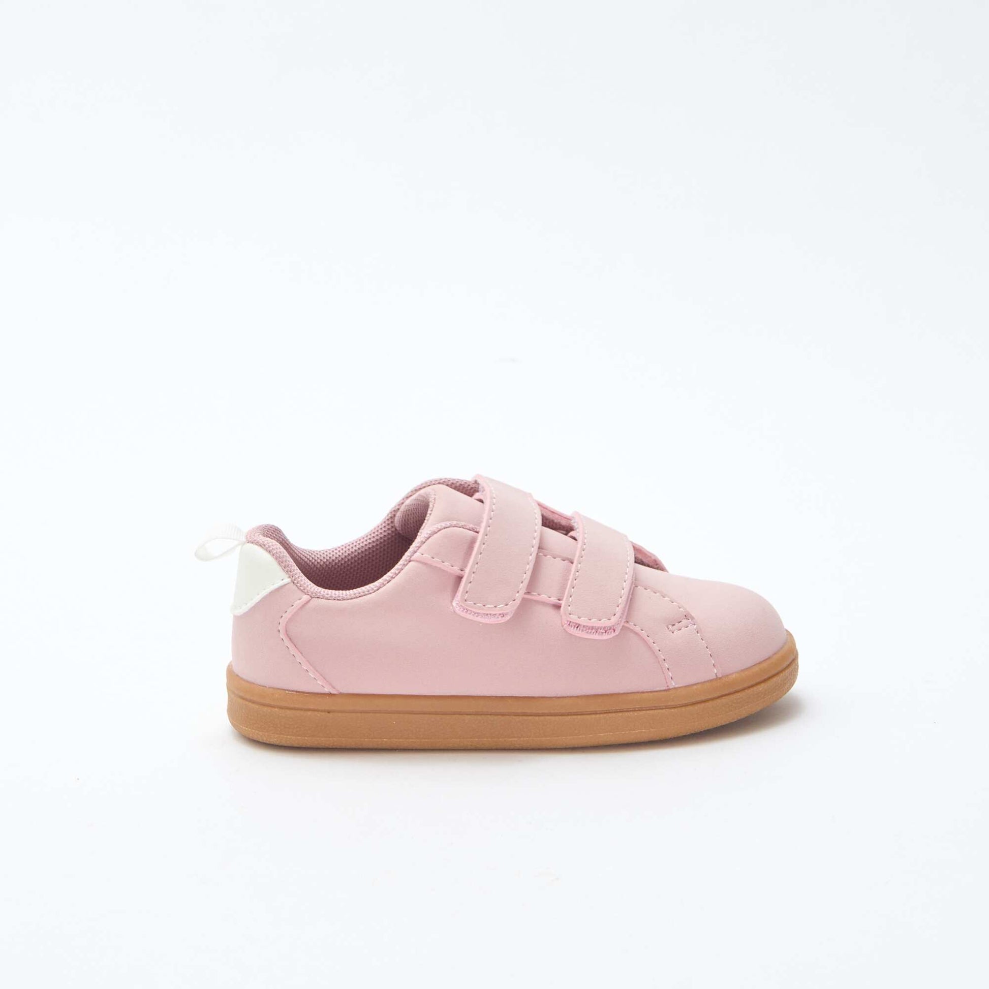 Two-Tone Suede-Effect Low-Top Sneakers with Hook-and-Loop Fastening PINK