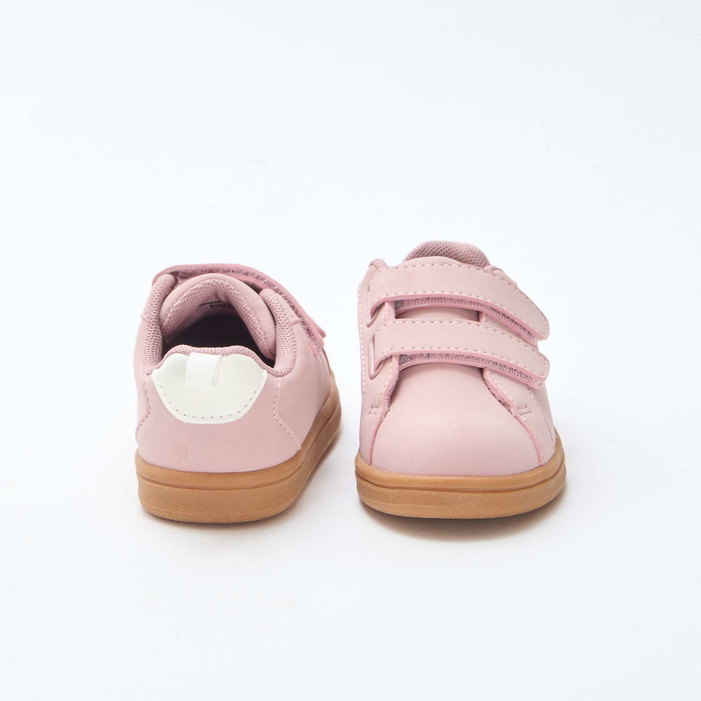 Two-Tone Suede-Effect Low-Top Sneakers with Hook-and-Loop Fastening PINK