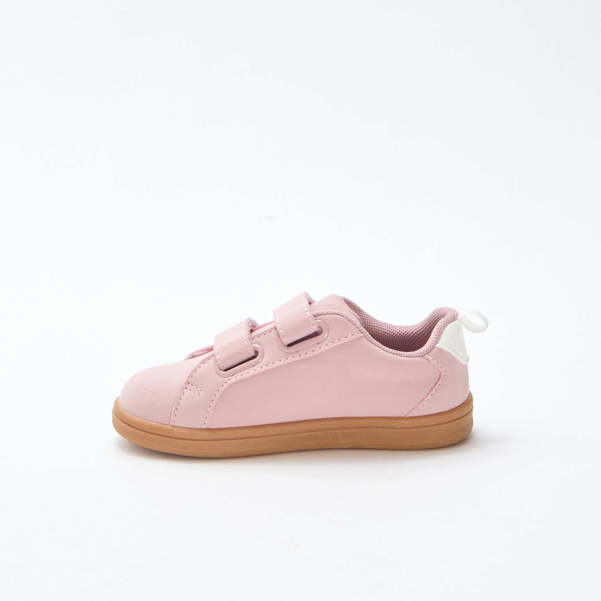 Two-Tone Suede-Effect Low-Top Sneakers with Hook-and-Loop Fastening PINK