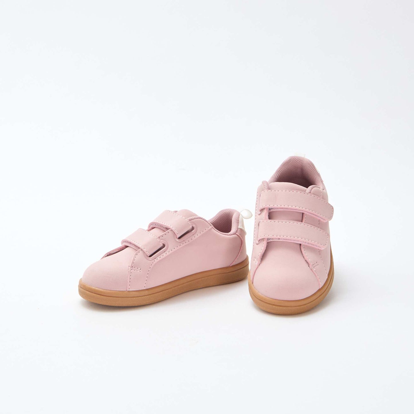 Two-Tone Suede-Effect Low-Top Sneakers with Hook-and-Loop Fastening PINK
