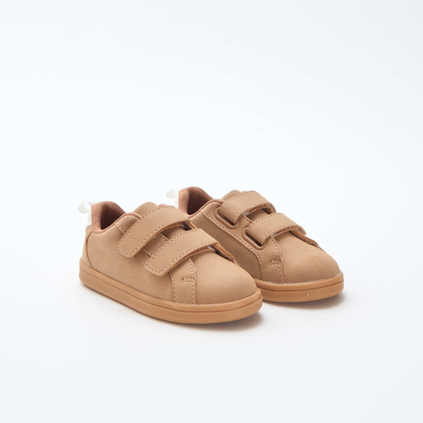 Two-Tone Suede-Effect Low-Top Sneakers with Hook-and-Loop Fastening BROWN