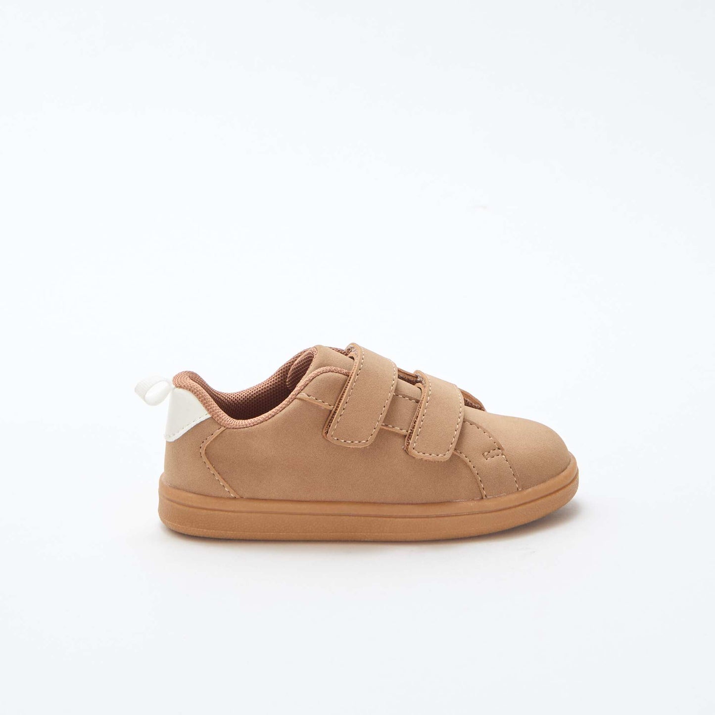 Two-Tone Suede-Effect Low-Top Sneakers with Hook-and-Loop Fastening BROWN