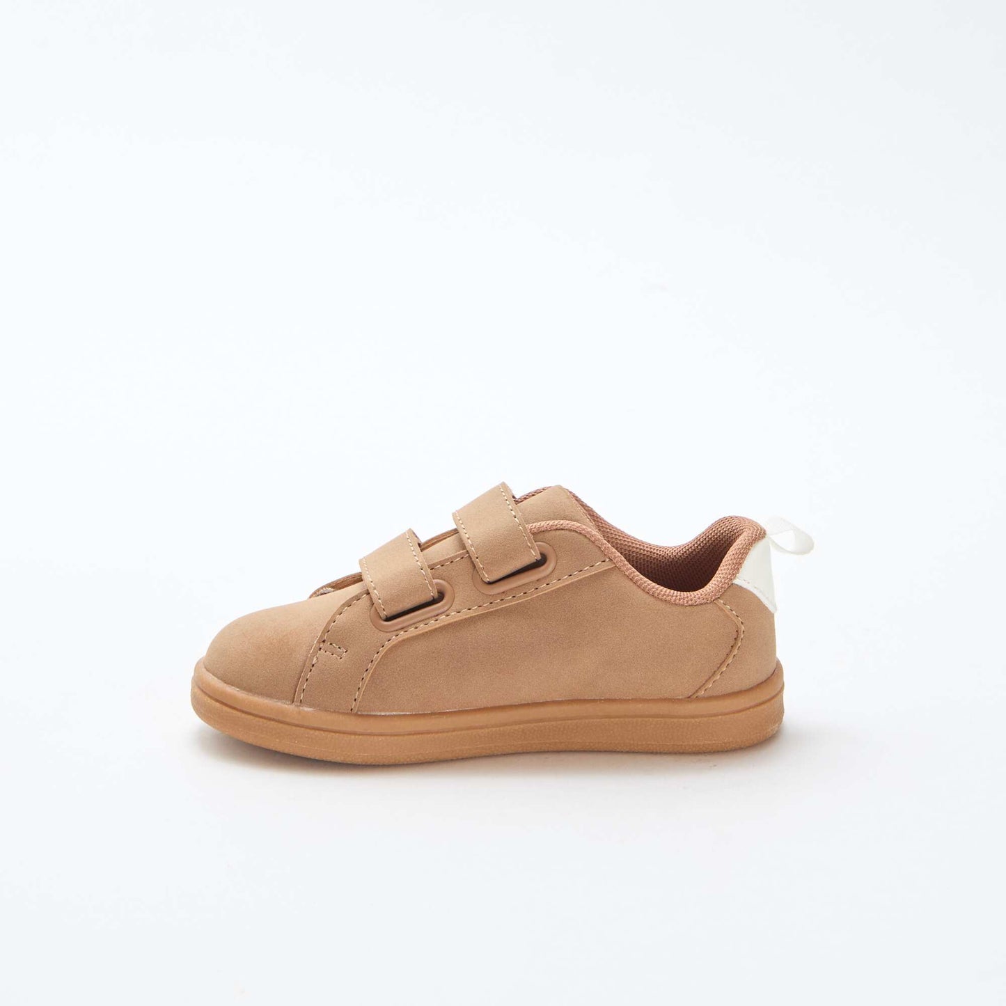 Two-Tone Suede-Effect Low-Top Sneakers with Hook-and-Loop Fastening BROWN