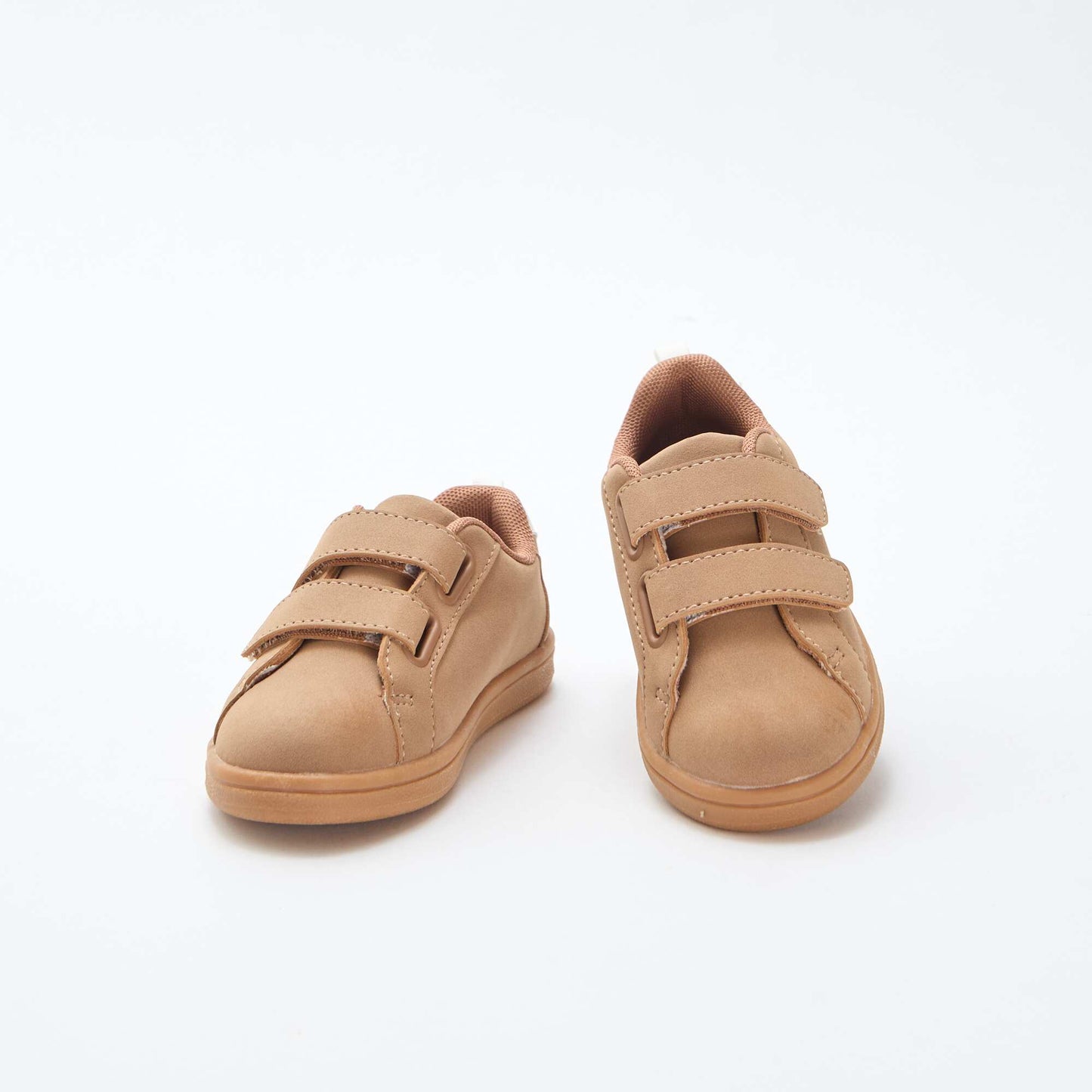 Two-Tone Suede-Effect Low-Top Sneakers with Hook-and-Loop Fastening BROWN