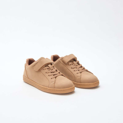 Suede-look Low Top Sneakers with Hook-and-Loop Fastening BROWN