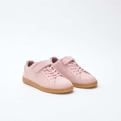 Suede-look Low-Top Sneakers with Hook-and-Loop Fastener PINK