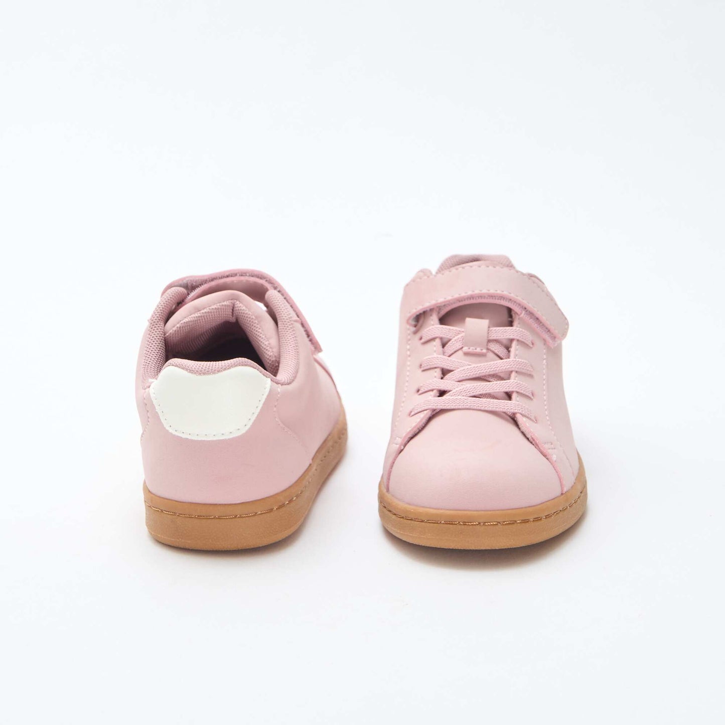 Suede-look Low-Top Sneakers with Hook-and-Loop Fastener PINK