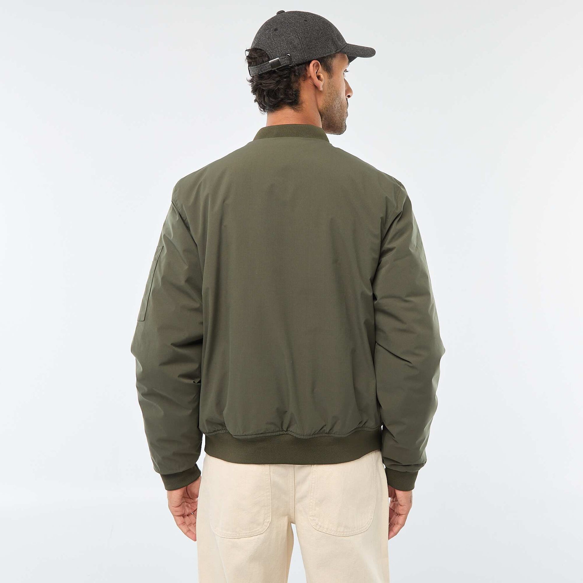 Aviator-style Jacket with Zipped Sleeve Pocket KHAKI