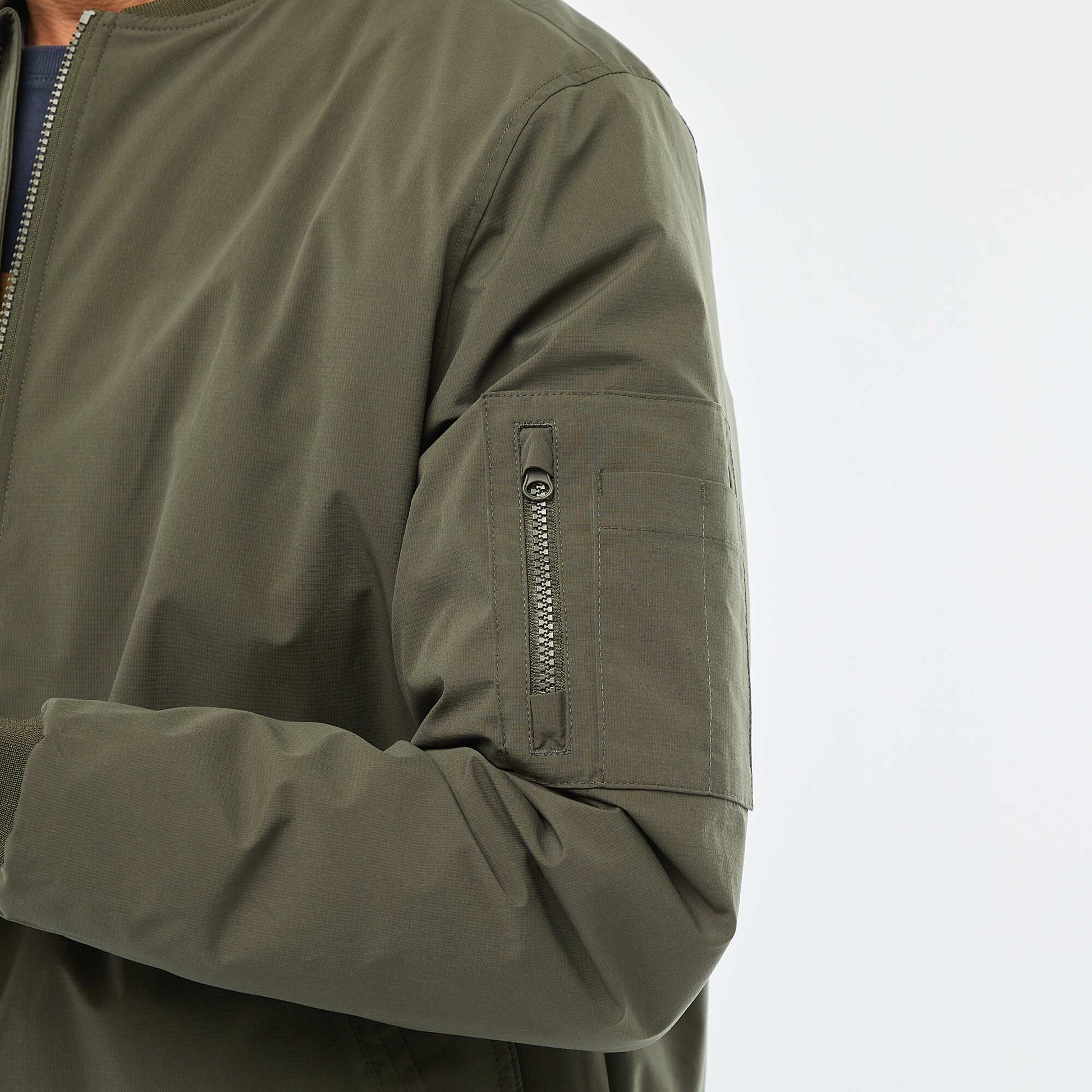 Aviator-style Jacket with Zipped Sleeve Pocket KHAKI