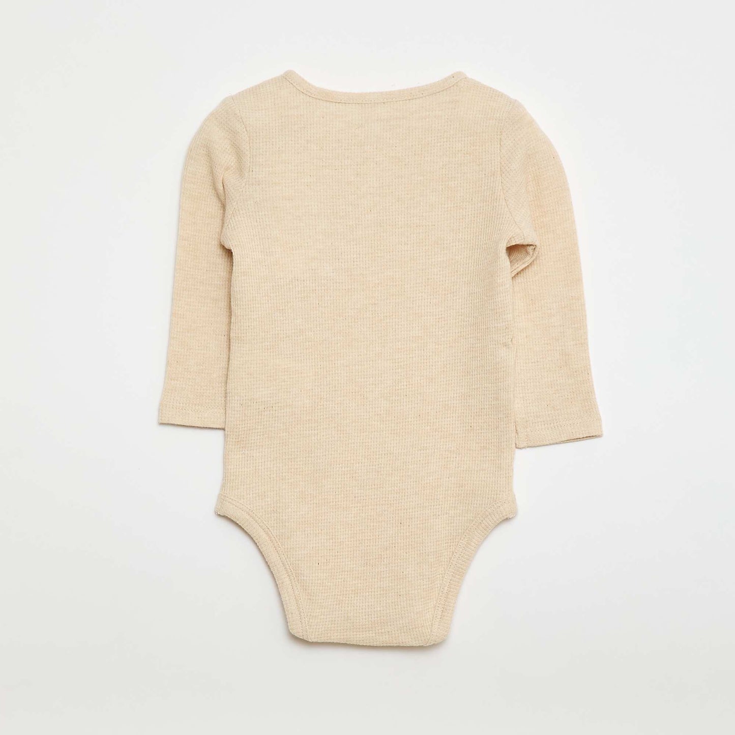 Long-sleeved Waffle Knit Bodysuit BEIGE