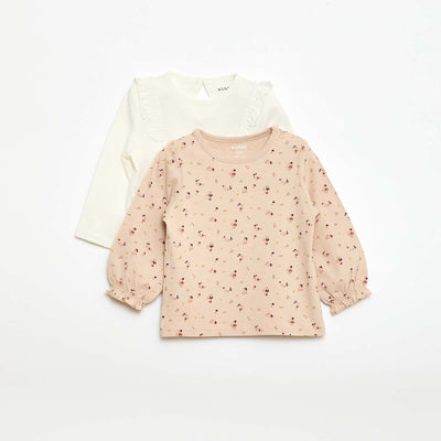 2-Pack Printed T-Shirts BEIGE