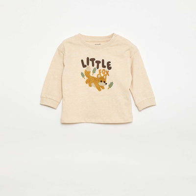 Bouclé Knit Animated T-shirt BEIGE