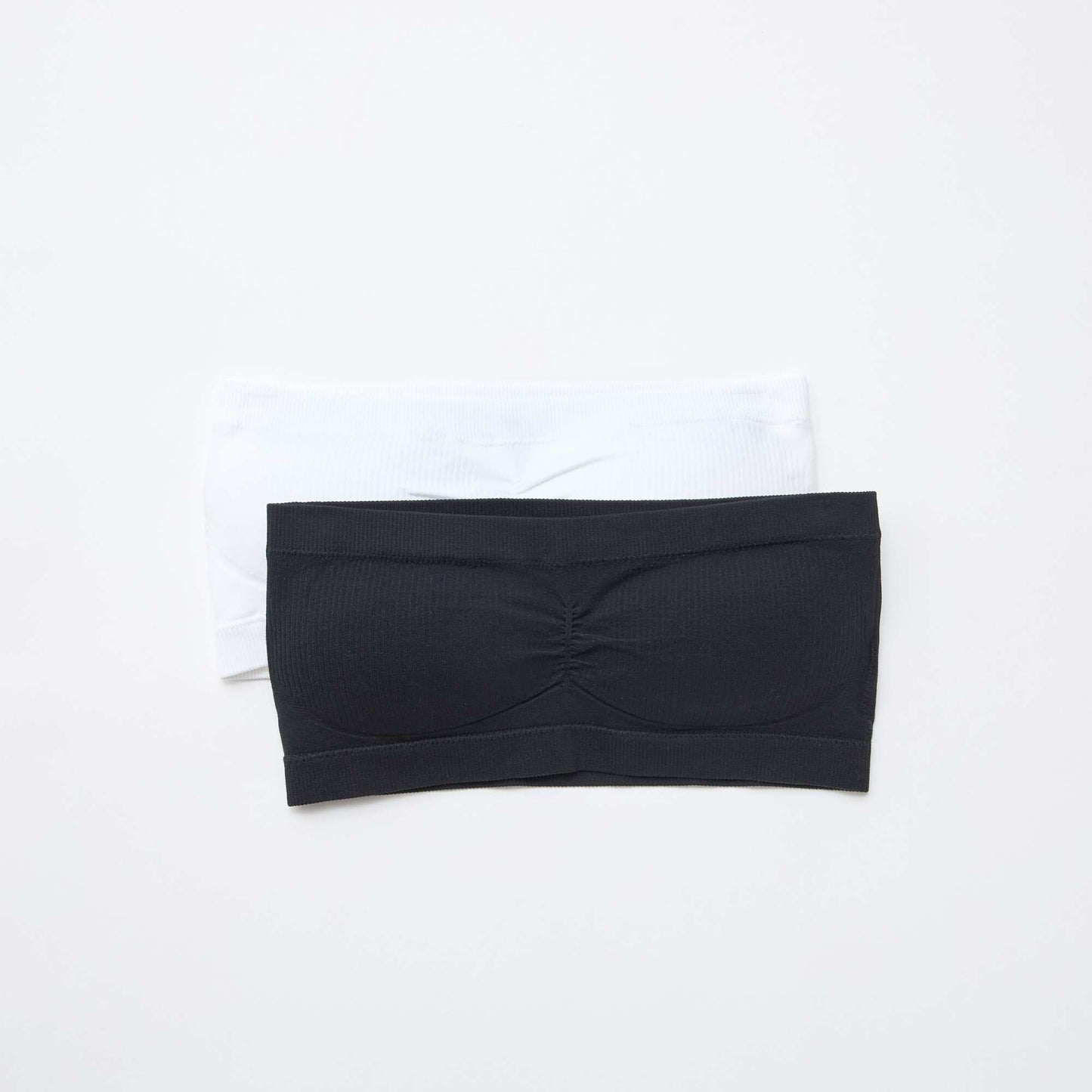 2-Pack Seamless Rib Bandeau Bras WHITE