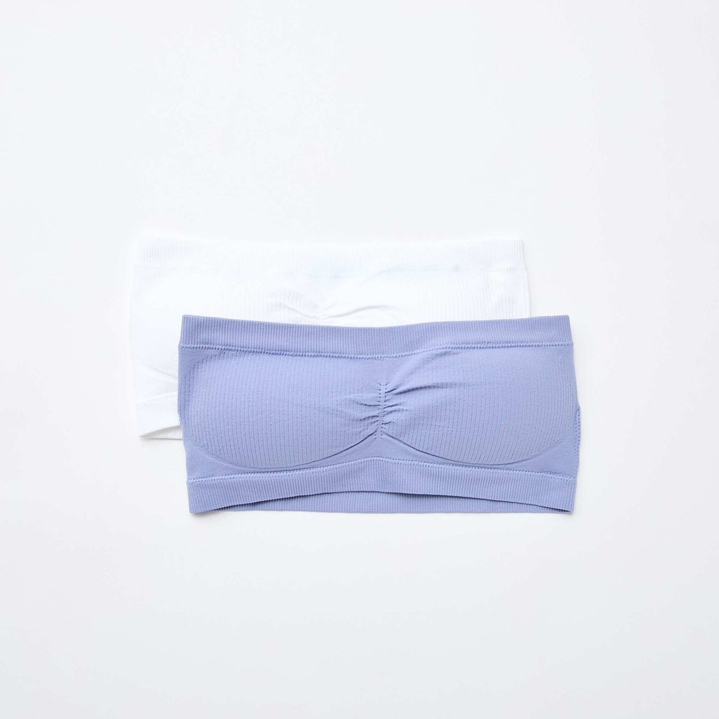 2-Pack Seamless Rib Bandeau Bras BLUE