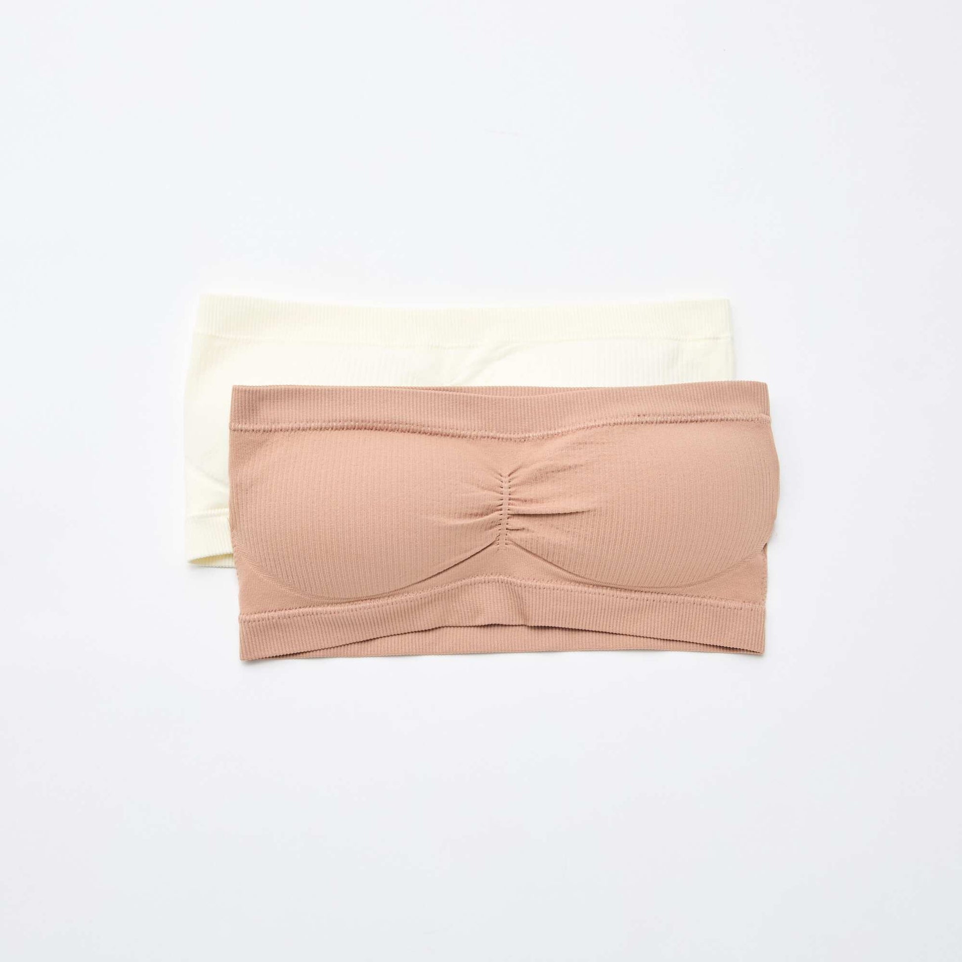 2-Pack Seamless Rib Bandeau Bras BEIGE