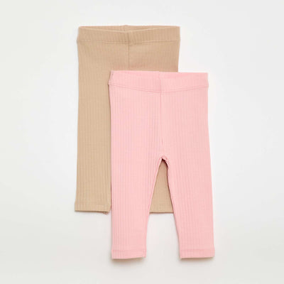 2-Pack Ribbed Leggings BEIGE