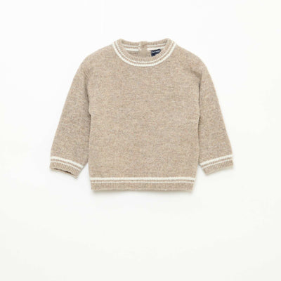Solid Sweater with Contrasting Trim BEIGE
